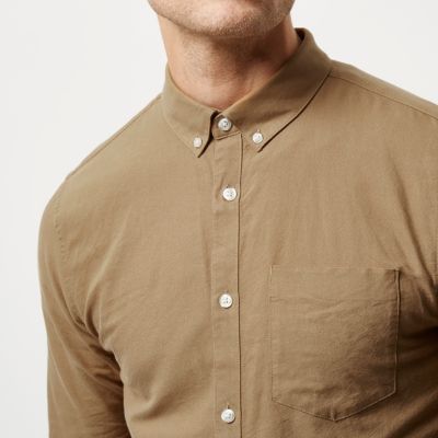 Camel casual Oxford shirt